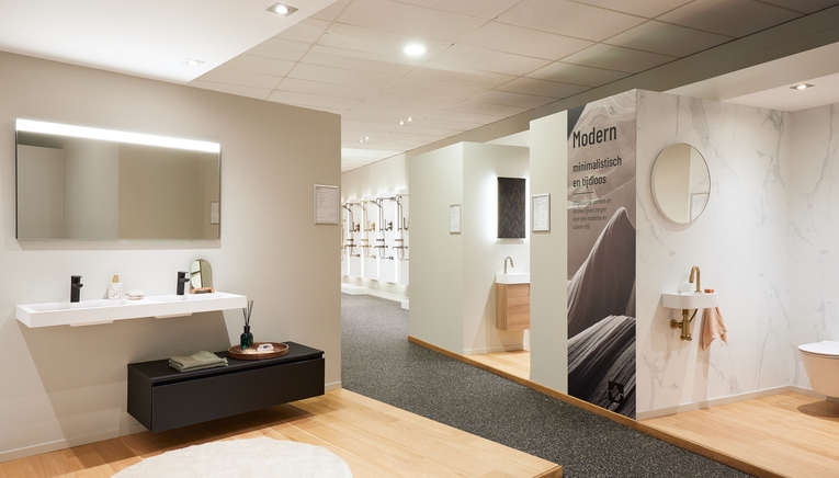 impressie badkamer toonzaal Wilrijk