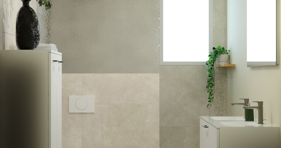 Kleine badkamer van 200 x 280 cm met inloopdouche in natural stijl