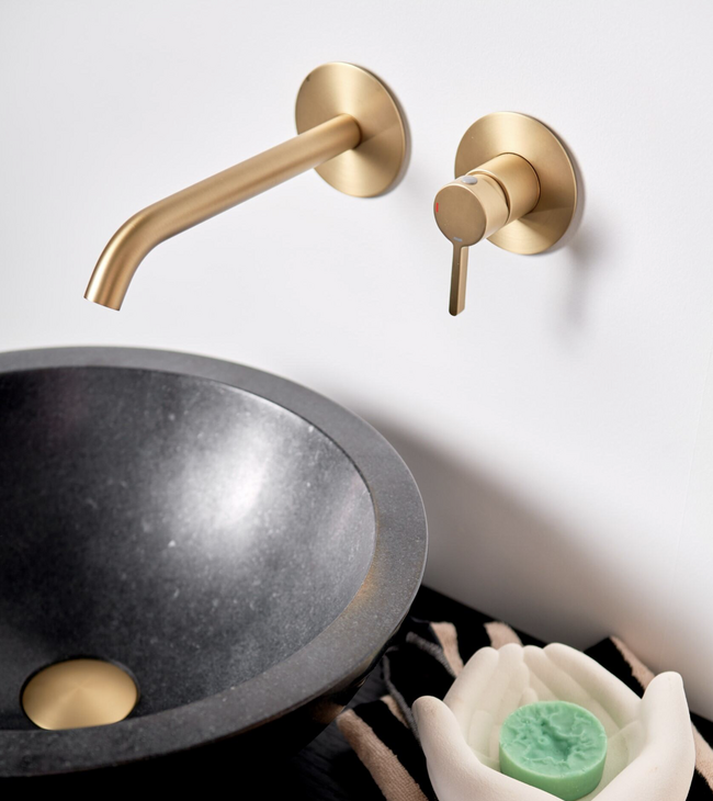 Wastafelkraan muur inbouw Procasa Vivo Brushed Gold