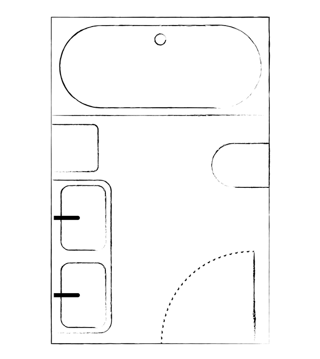 Petite salle de bain avec baignoire, meuble double et WC