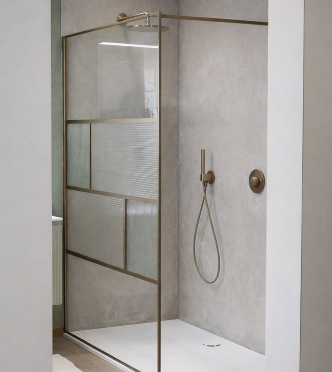 Inloopdouche met geribbeld glas